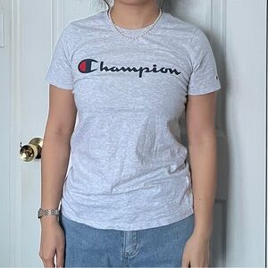 Champion Women's Light Gray Short Sleeve Tee